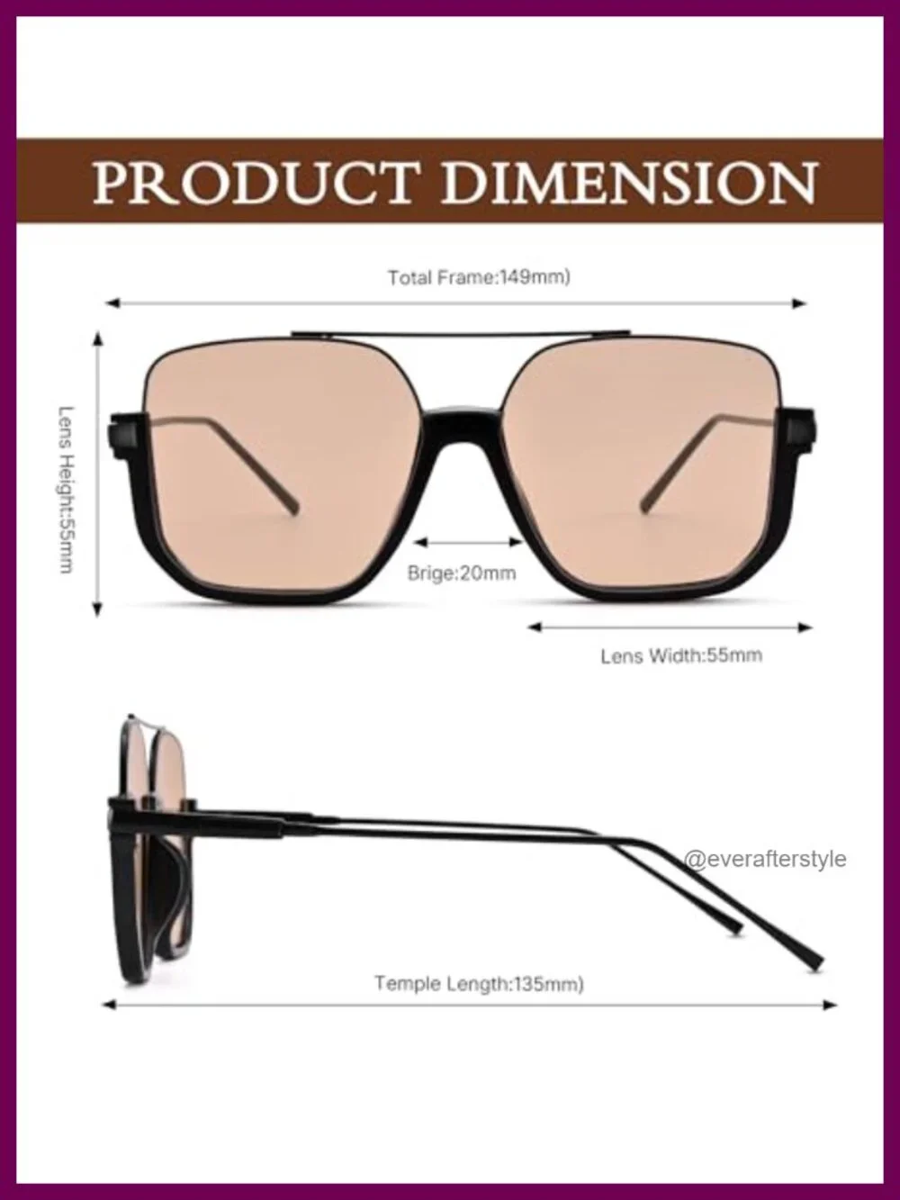 Retro Oversized Square Aviator Sunglasses with UV400 Protection
